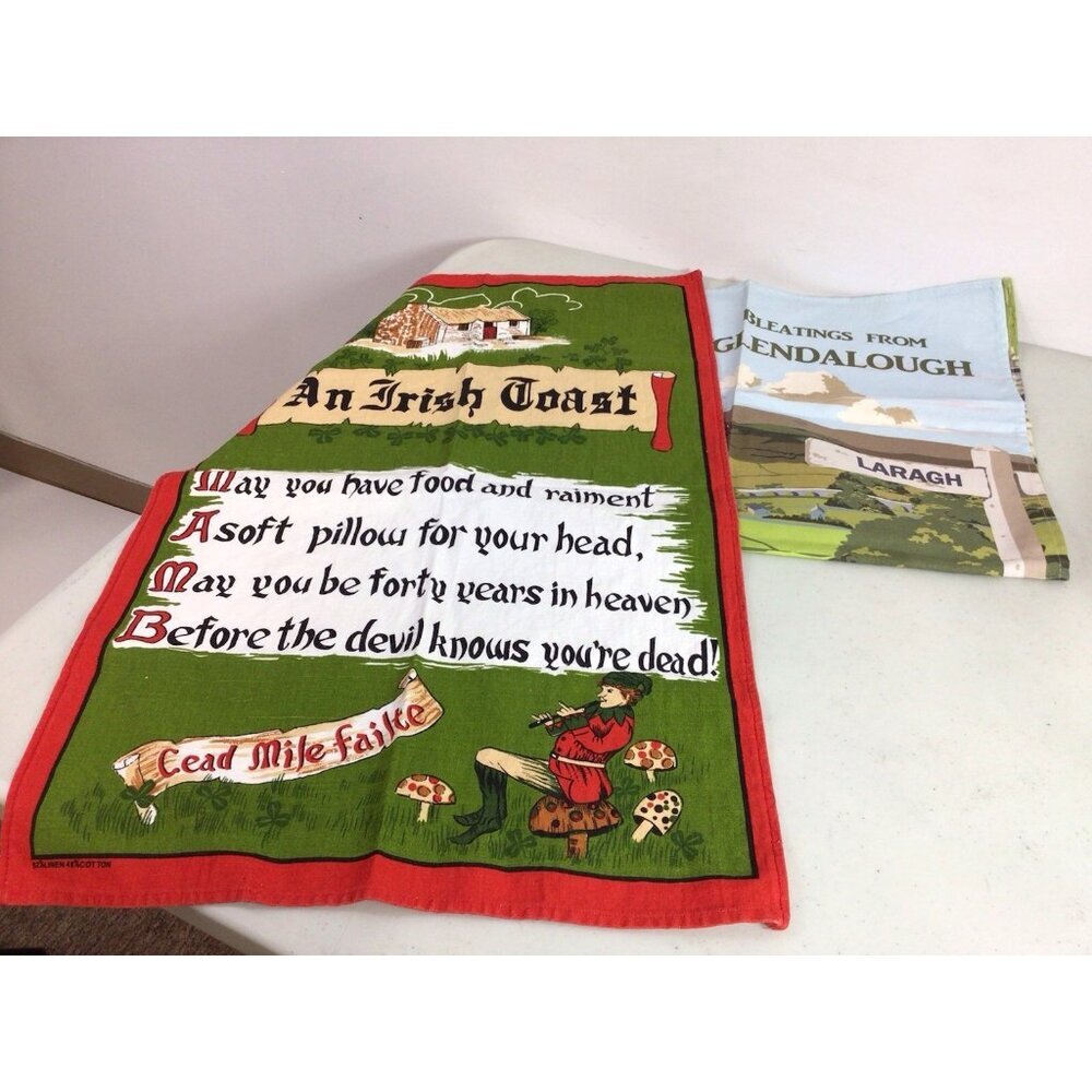 Irish Linen Tea Towels Ireland Lot of 2 New